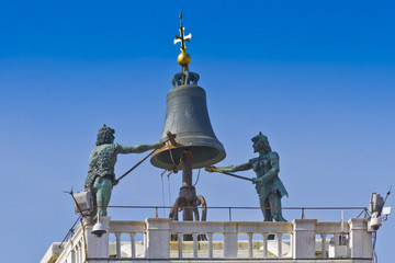 Clock Tower with winged lion and two moors. Venice