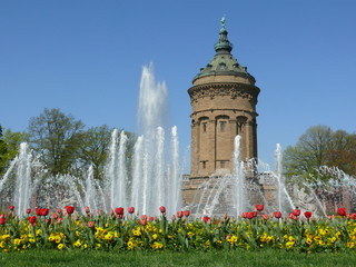 Wasserturm in Mannheim mit Brunnen