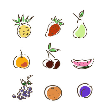 Set of summer fruits