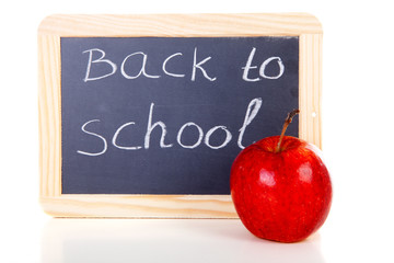 back to school written on blackboard slate