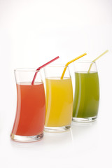Three glasses of juice