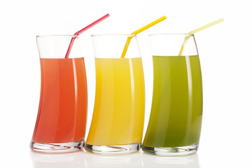 Three glasses of juice