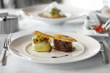 Food in restaurant on the table, appetizing