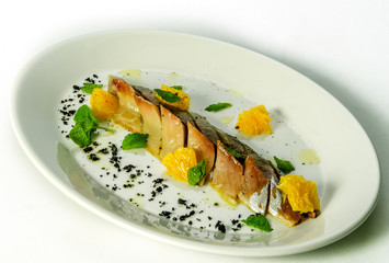 Mackerel with orange in the lemon sauce