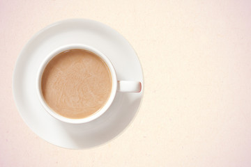 White cup coffee on paper background