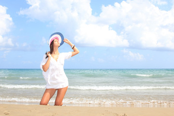 Young woman in the sea