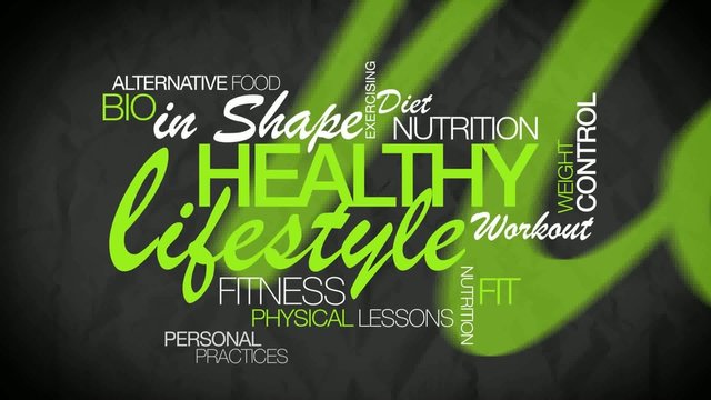 Healthy lifestyle green word tag cloud animation video