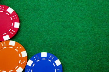 Naklejka premium Casino gambling chips with copy space