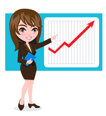 business woman presenting a increased chart