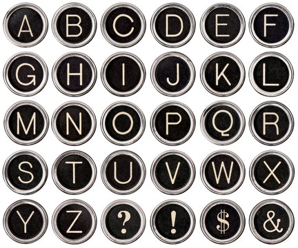 Vintage Typewriter Key Alphabet