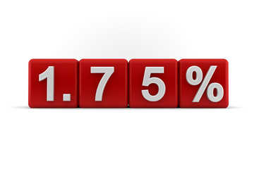 1.75 percent embossed on red cubes