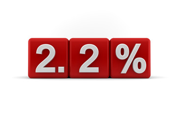 2.2 percent embossed on red cubes