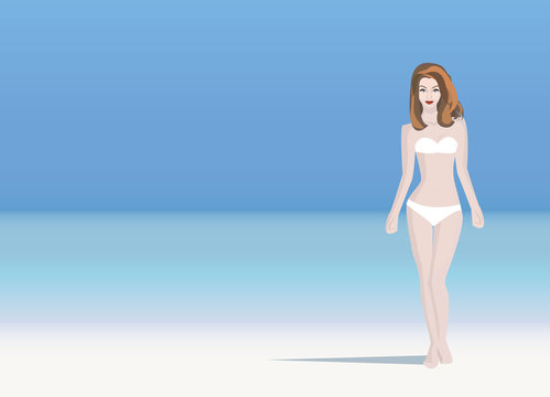 Beautiful woman standing on a beach