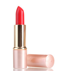 beautiful red lipstick isolated on white
