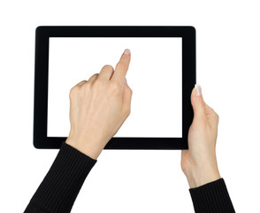 hands with tablet computer