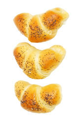 appetizing buns with sesame isolated on white