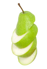 sliced ​​pear isolated on white background