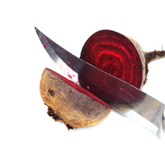 beets sliced ​​with a knife