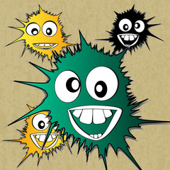 Crazy furry funny face cartoon design.vector background