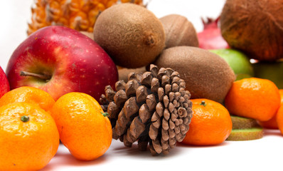 fresh fruit on a white background