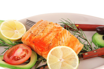 salmon on plate