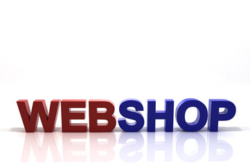Schriftzug Webshop rot blau