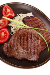 juicy sirloin beef with pasta