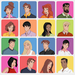 Faces of cartoon business people
