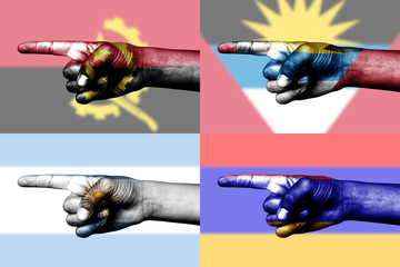 set of pointing finger in national flag