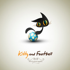 Little Cat playing with Football