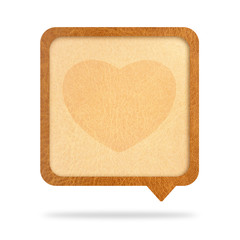 Talk tag,leather heart on white background