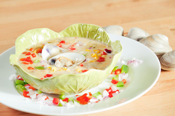 Bowl of California Style clam chowder