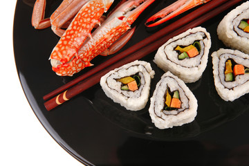 sushi rolls with crab