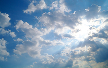 Clouds and blue sky seen from plane