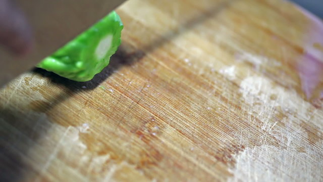 Chopping bitter melon