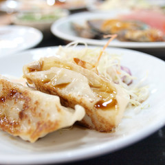 Dim-sum call Gyoza in plate