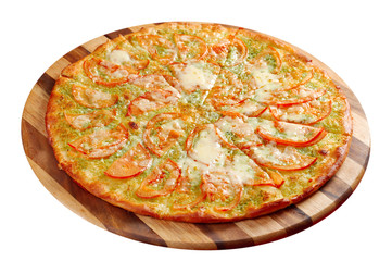 Pizza with tomato and cheese