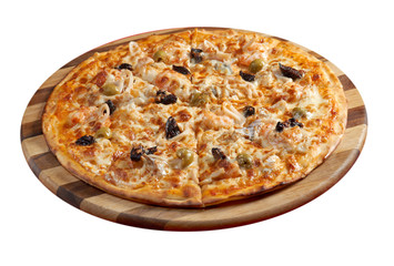Pizza with seafood