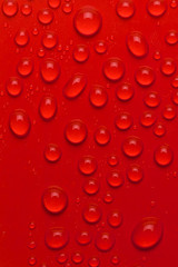 Water bubbles on red background