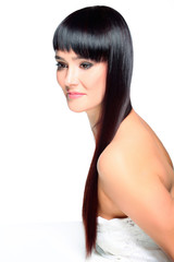 Obraz premium Woman with luxuriant healthy long hair. High quality image.