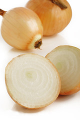 fresh onions isolated on white background