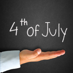 4th of July Written on Blackboard