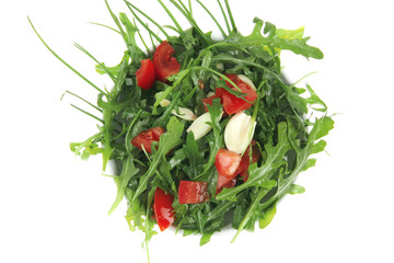 vegetable salad : green staff with tomatoes and garlic