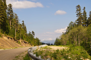 Fototapeta na wymiar Road to mountains of the Caucasian reserve