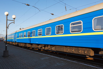 Naklejka premium passenger rail car blue color