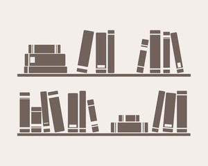 Vector books on the shelf simply vintage illustration