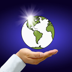 Earth with tree in hand