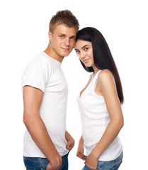 Fototapeta premium Happy young couple in casual clothing