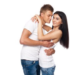 Naklejka premium Happy young couple in casual clothing