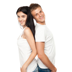 Happy young couple in casual clothing